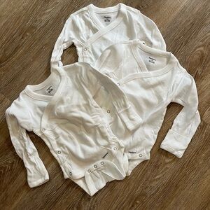 Gerber White Long Sleeve Baby Bodysuit Trio